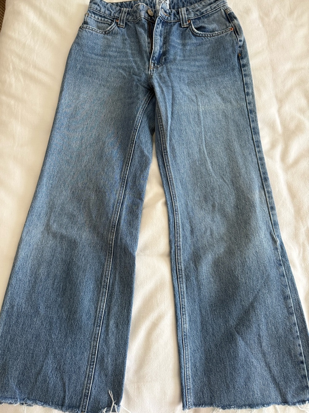BDG Light Blue Wide-Leg Jeans with Raw Hem